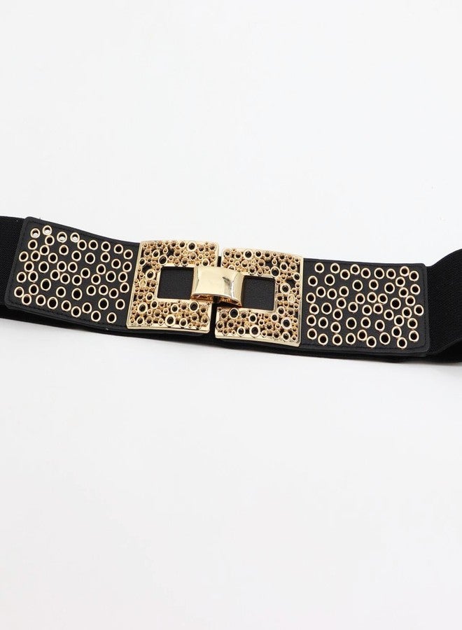 ZYALTFDC Black Wide Waist Belts for Women Dresses Stretchy Thick Punk Y2K Vintage Belt for Lady Girls Elastic Retro Cinch Dress Belt Stretch Waistband Western Wear Accessories for Women - Image 4